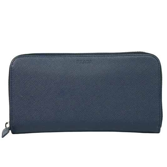 Prada Saffiano Wallet Leather, NAVY, LEATHER, Wallets
