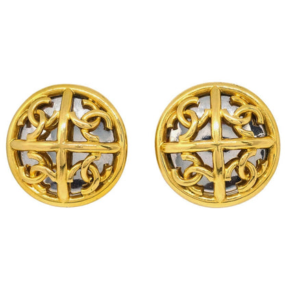 Chanel CC Round Earrings Metal, GOLD, GOLD_PLATED, Earrings