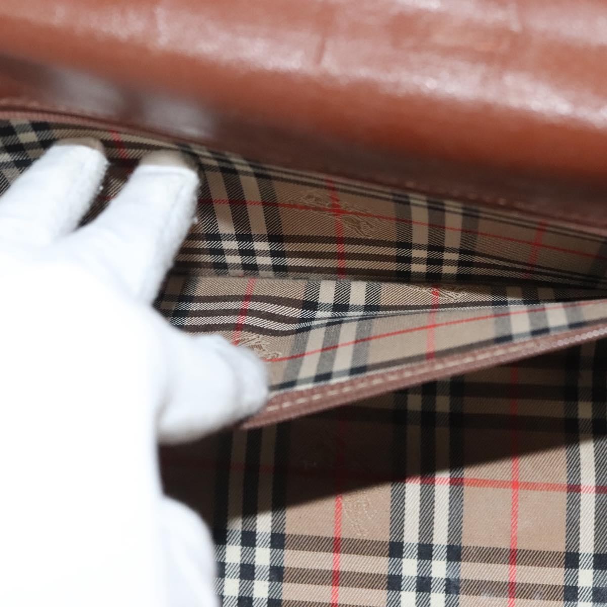 Burberry Vintage Handbag Leather, BROWN, LEATHER, Handbag