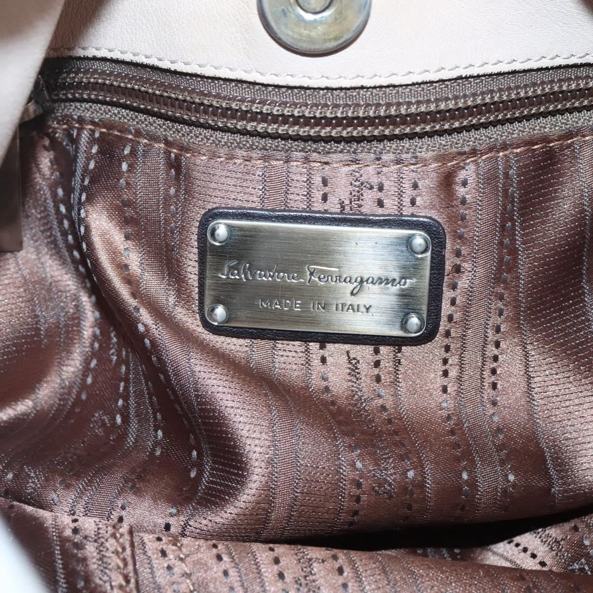 Salvatore Ferragamo Gancini Hobo Leather, BEIGE, LEATHER, Handbag