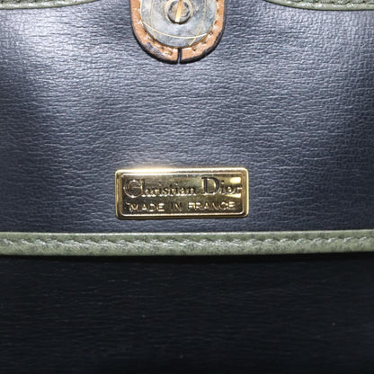 Christian Dior Vintage CD Flap Shoulder Bag Leather, KHAKI, LEATHER, Shoulder bag