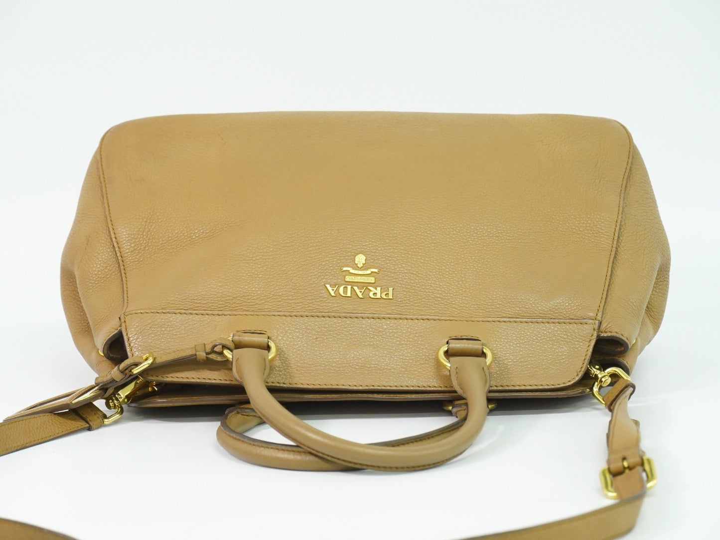 Prada Vintage Handbag Leather, BEIGE, LEATHER, Handbag