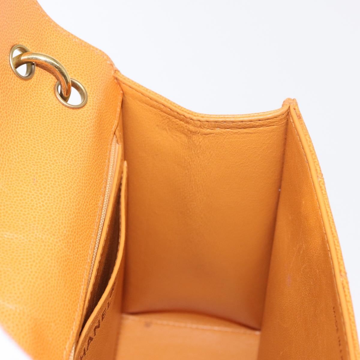 Chanel Vintage CC Flap Shoulder Bag Leather, ORANGE, LEATHER, Shoulder bag