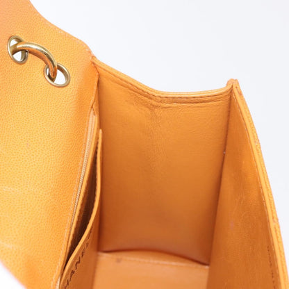 Chanel Vintage CC Flap Shoulder Bag Leather, ORANGE, LEATHER, Shoulder bag