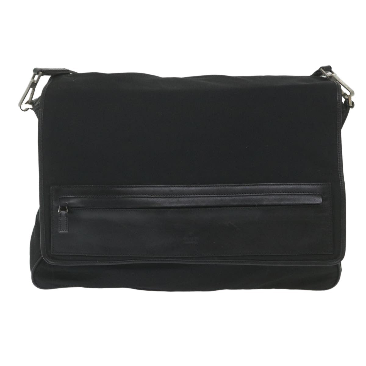 Gucci Vintage Flap Crossbody Bag Nylon, Black, Nylon, Shoulder Bag