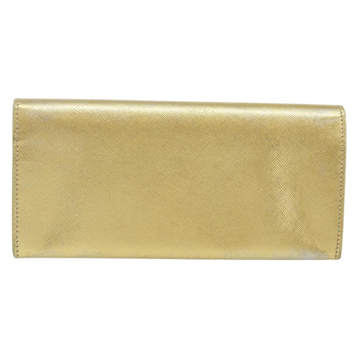 Prada Continental Wallet Saffiano Leather, GOLD, LEATHER, Wallets