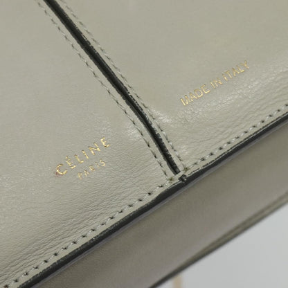 Celine Tri-Fold Clutch on Chain Smooth Leather, GRAY, LEATHER, Shoulder bag