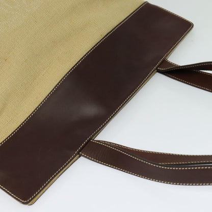 Chanel Vintage CC Tote Canvas with Leather, BEIGE, CANVAS, Tote bag