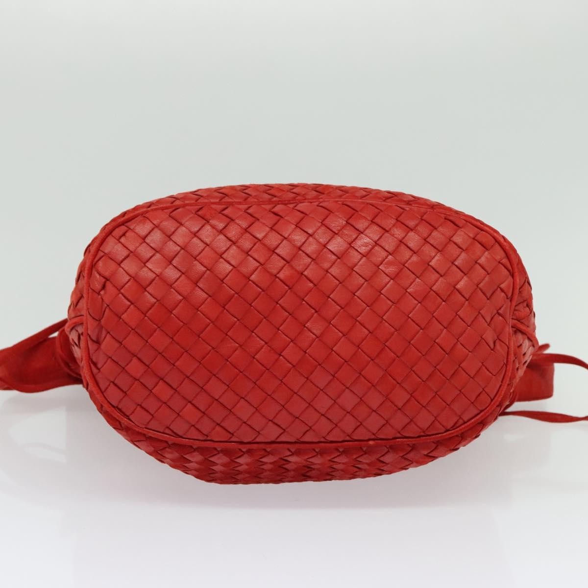 Bottega Veneta Drawstring Tassel Bucket Bag Intrecciato Nappa, RED, LEATHER, Shoulder bag