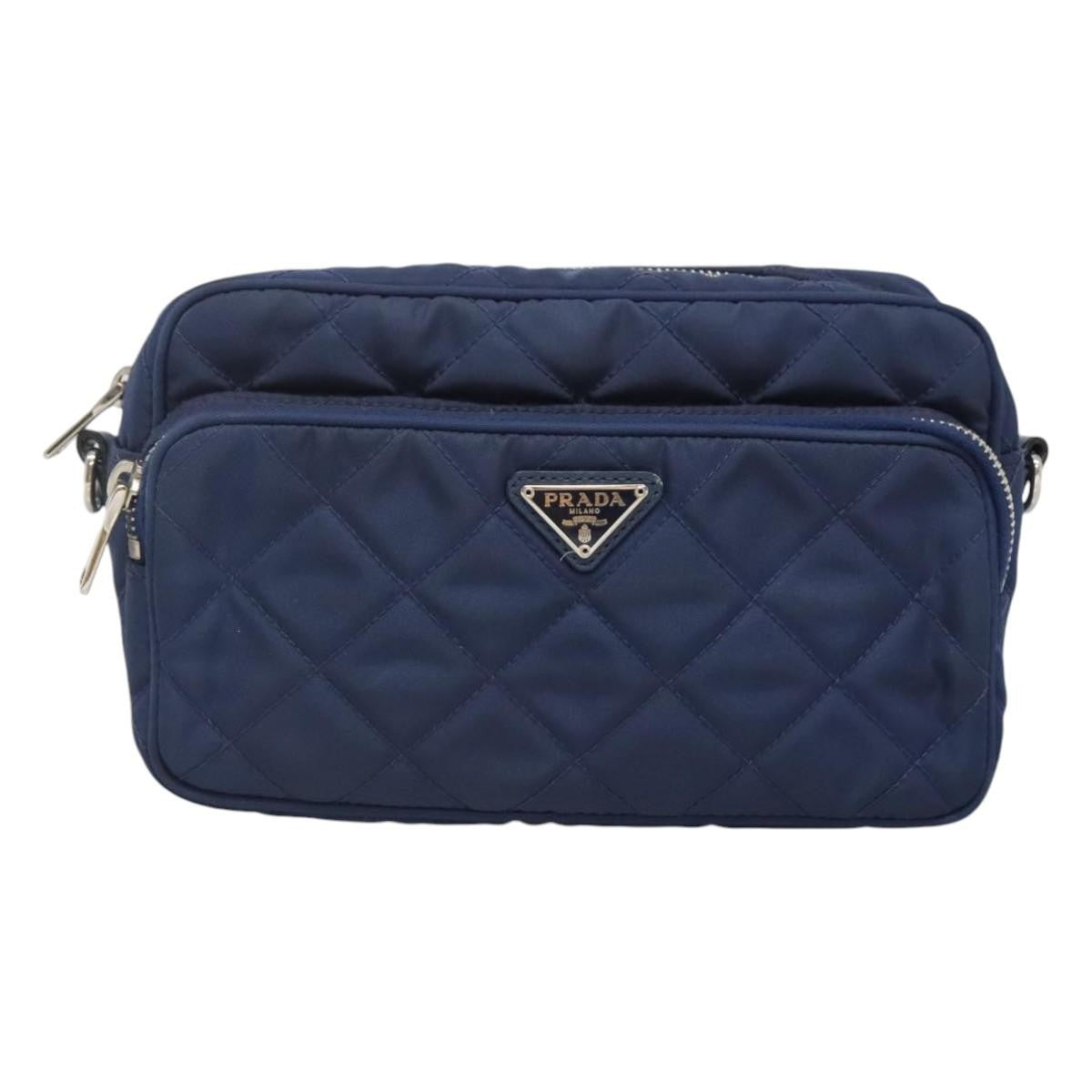 Prada Front Pocket Camera Bag Quilted Tessuto, BLUE, NYLON, Shoulder bag
