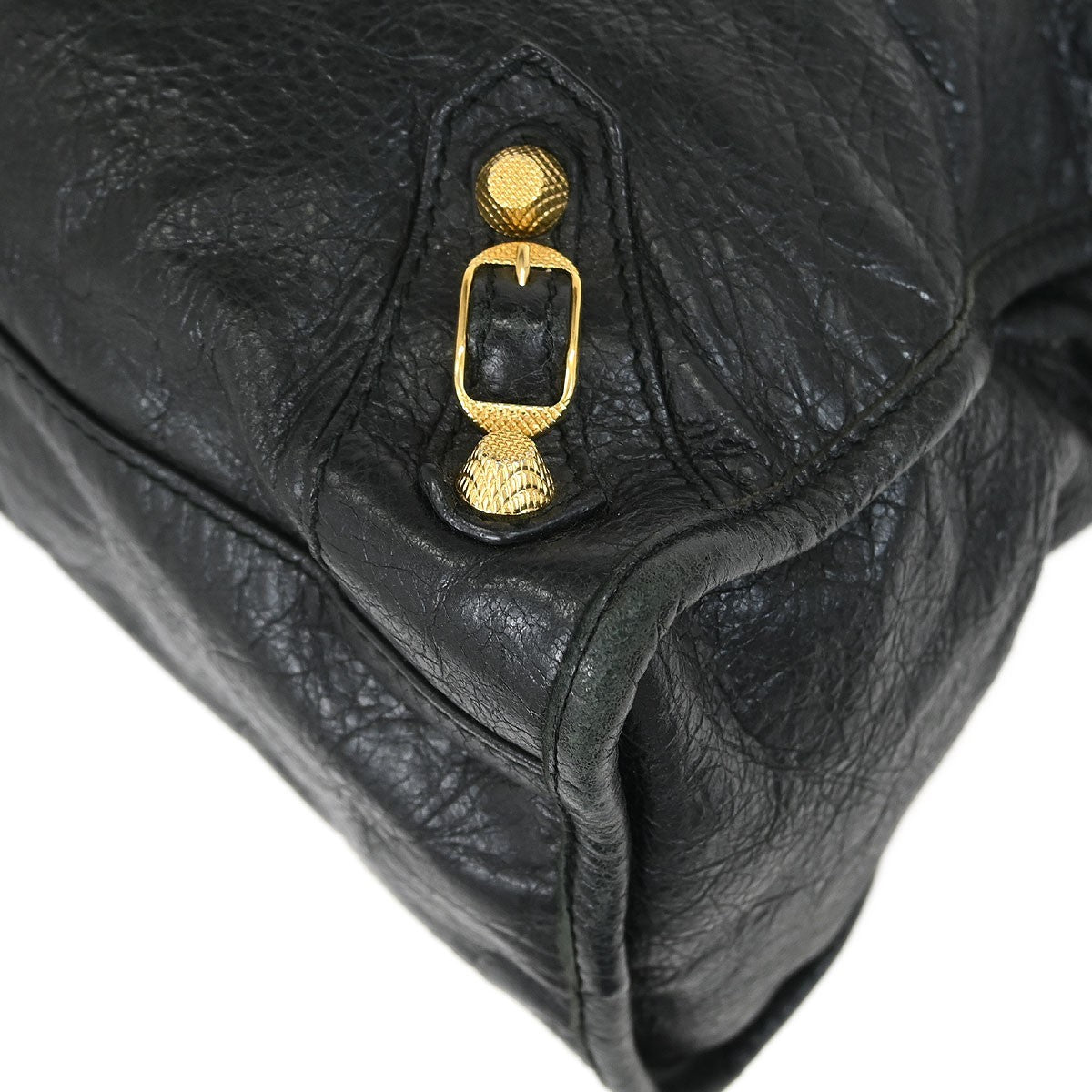 Balenciaga City Giant Studs Bag Leather, BLACK, LEATHER, Handbag