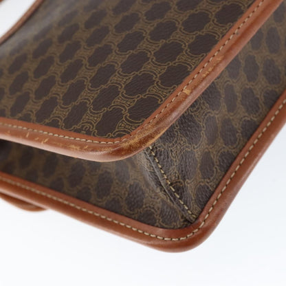 Celine Vintage Macadam Circle Logo Shoulder Bag Canvas and Leather, BROWN, CANVAS, Shoulder bag