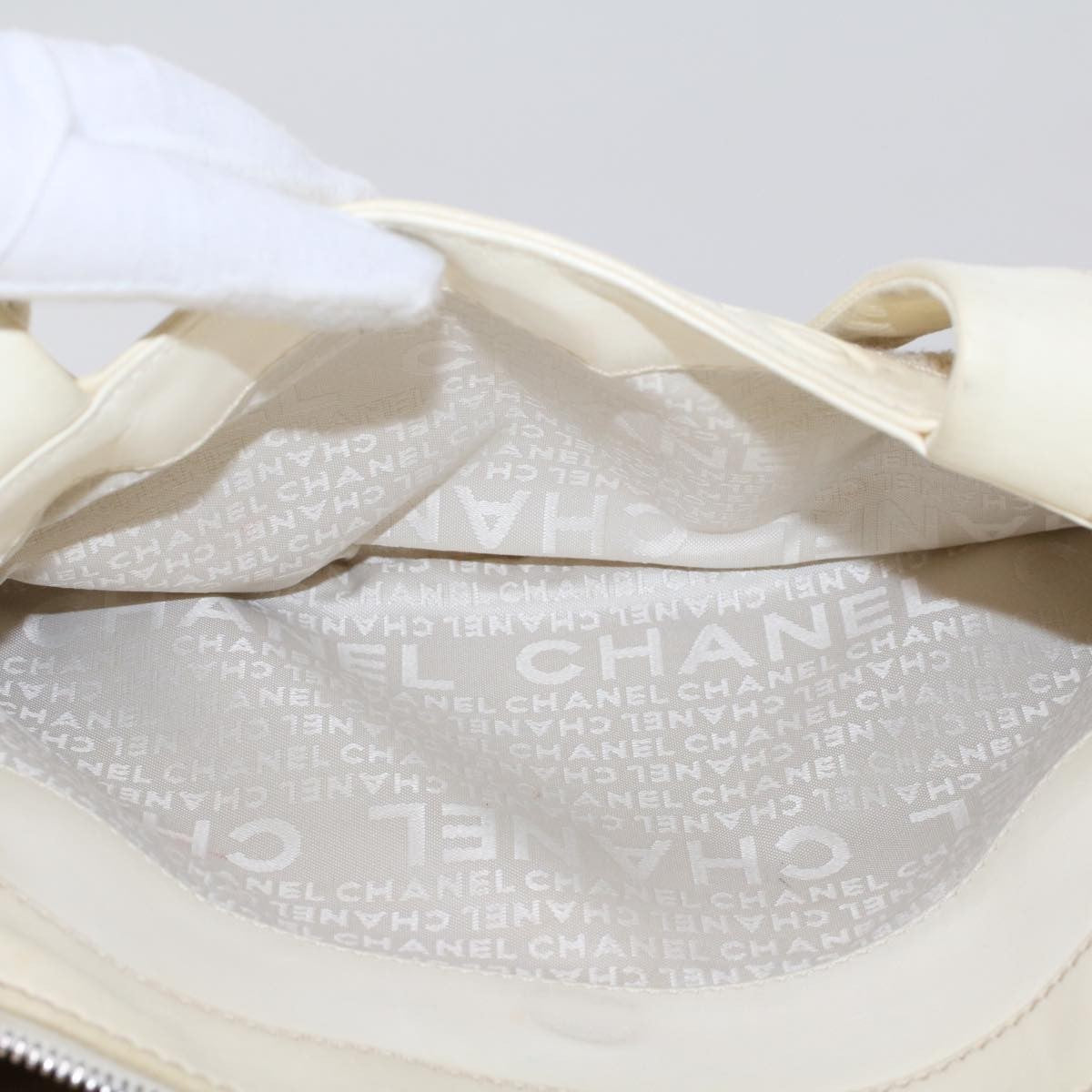 Chanel Vintage Shoulder Bag Canvas, WHITE, CANVAS, Shoulder bag
