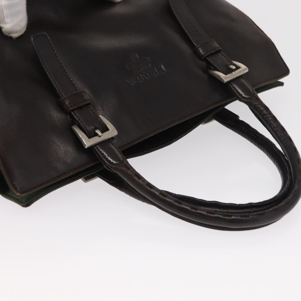 Prada Vintage Tote Tessuto with Leather, BROWN, NYLON, Tote bag