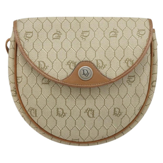Christian Dior Vintage Honeycomb Shoulder Bag Canvas and Leather, BEIGE, CANVAS, Shoulder bag
