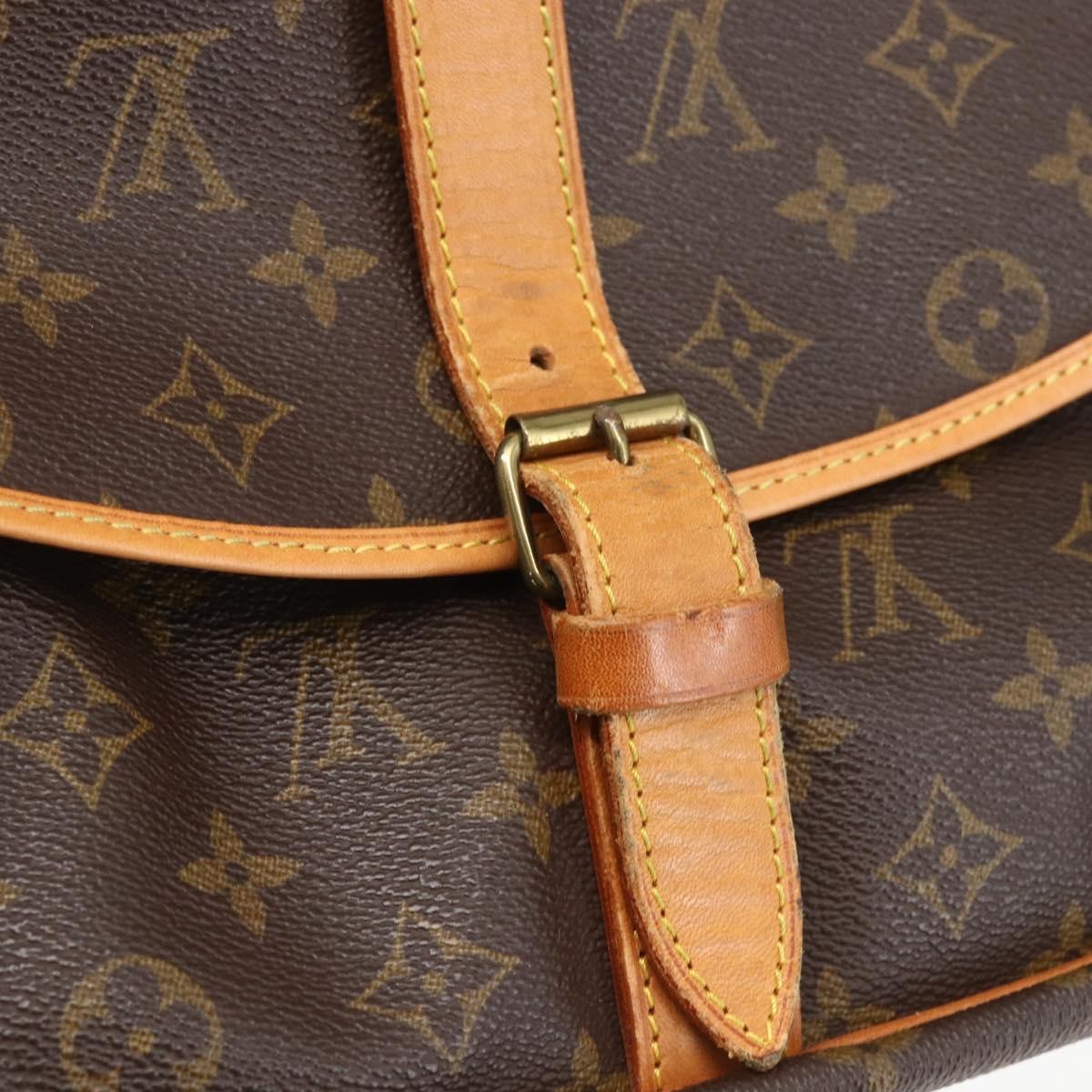 Louis Vuitton Saumur Handbag Monogram Canvas, BROWN, CANVAS, Shoulder bag