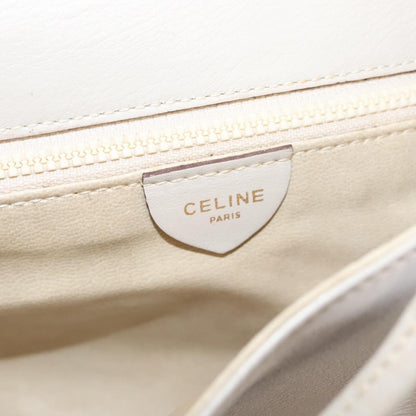 Celine Flap Shoulder Bag Leather, BEIGE, LEATHER, Shoulder bag