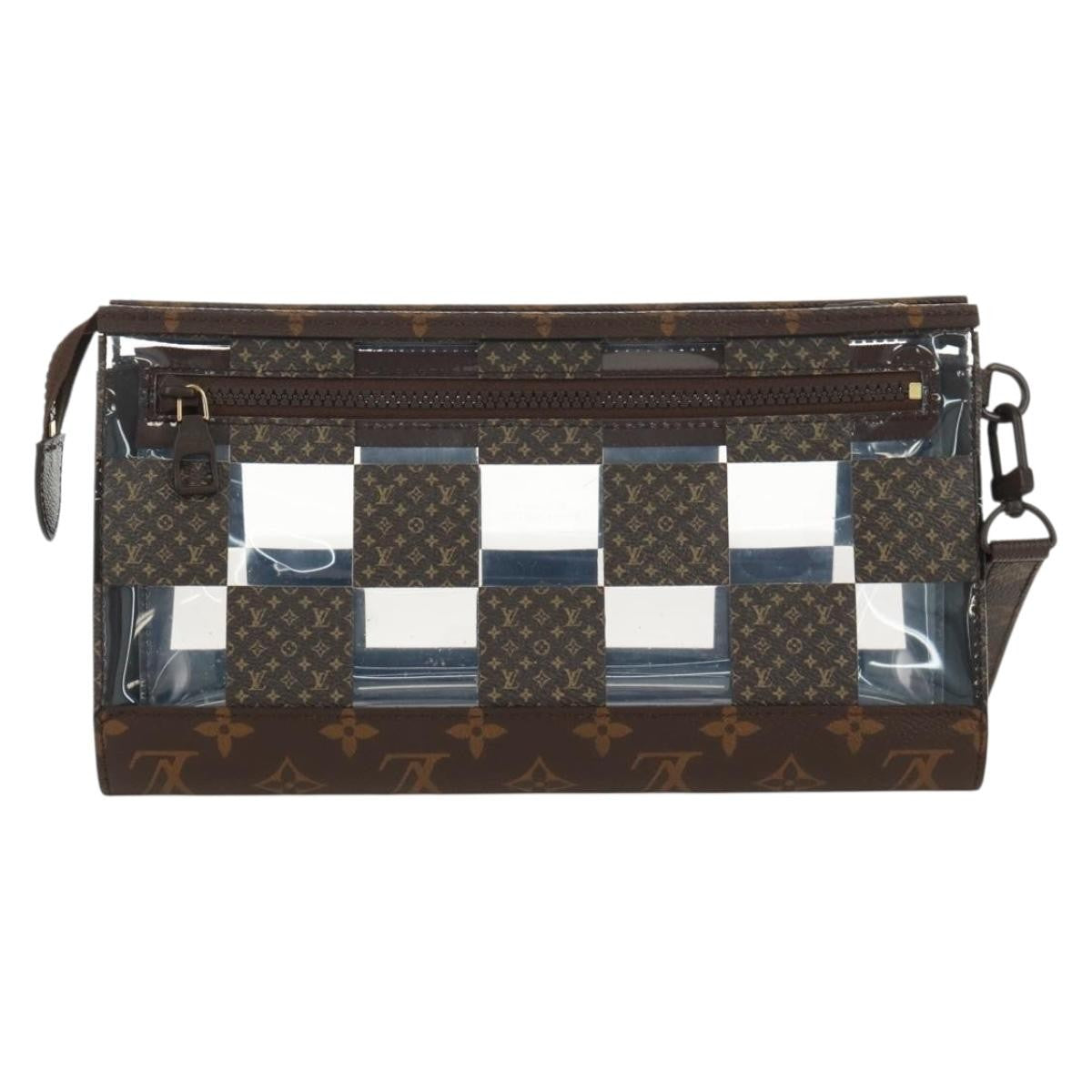 Louis Vuitton Standing Pouch Monogram Chess Coated Canvas and PVC, Brown, Canvas, Clutch