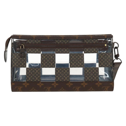 Louis Vuitton Standing Pouch Monogram Chess Coated Canvas and PVC, Brown, Canvas, Clutch