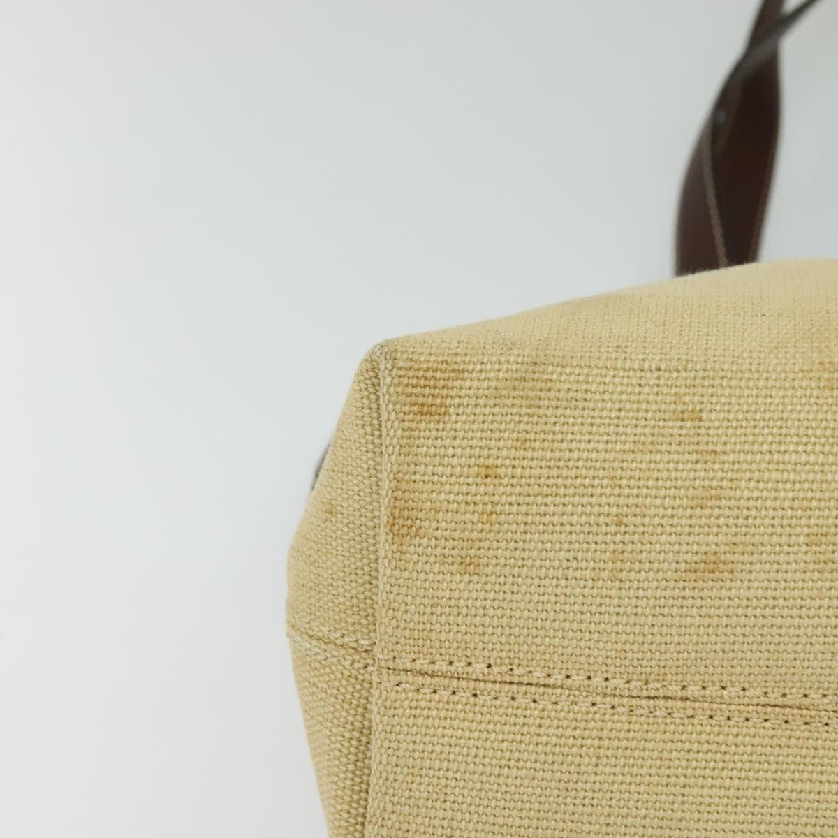 Chanel Vintage CC Tote Canvas with Leather, BEIGE, CANVAS, Tote bag