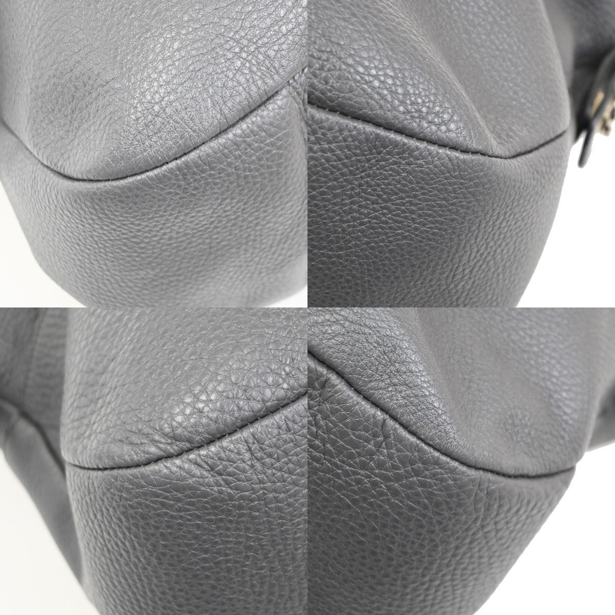 Salvatore Ferragamo Gancini handbag Leather, GRAY, LEATHER, Handbag