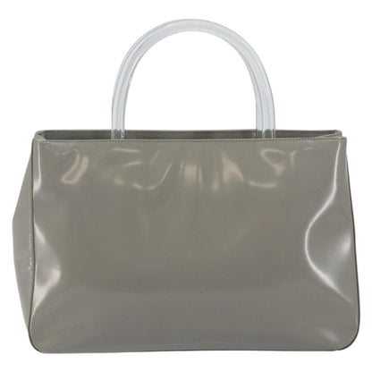 Prada Resin Handle Tote Patent Leather, GRAY, PATENT_LEATHER, Handbag