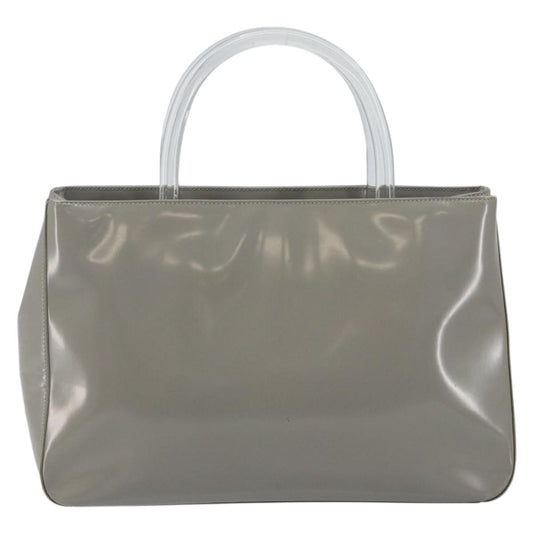 Prada Resin Handle Tote Patent Leather, GRAY, PATENT_LEATHER, Handbag
