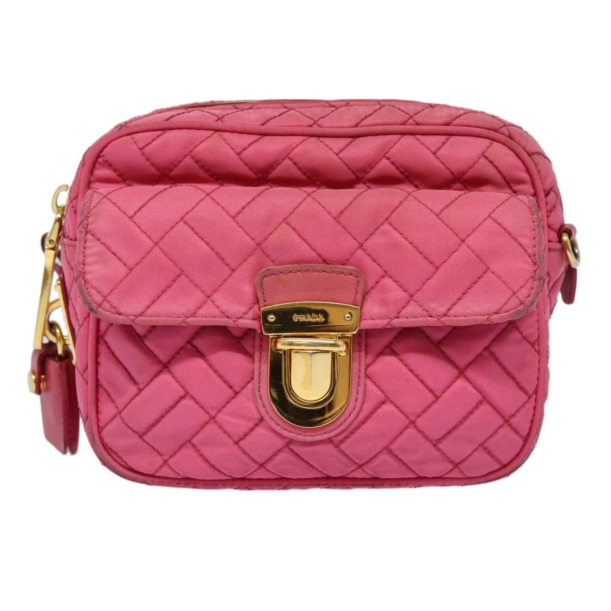 Prada Vintage Shoulder Bag Quilted Tessuto, PINK, NYLON, Shoulder bag
