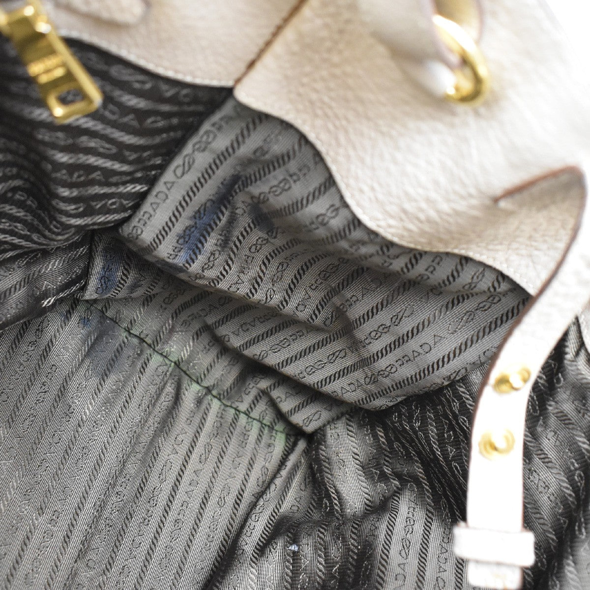 Prada Twin Shopping Tote Vitello Daino, BEIGE, LEATHER, Handbag