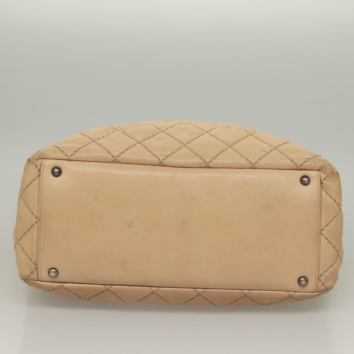 Chanel Petite Shopping Tote Quilted Calfskin, BEIGE, LEATHER, Tote bag