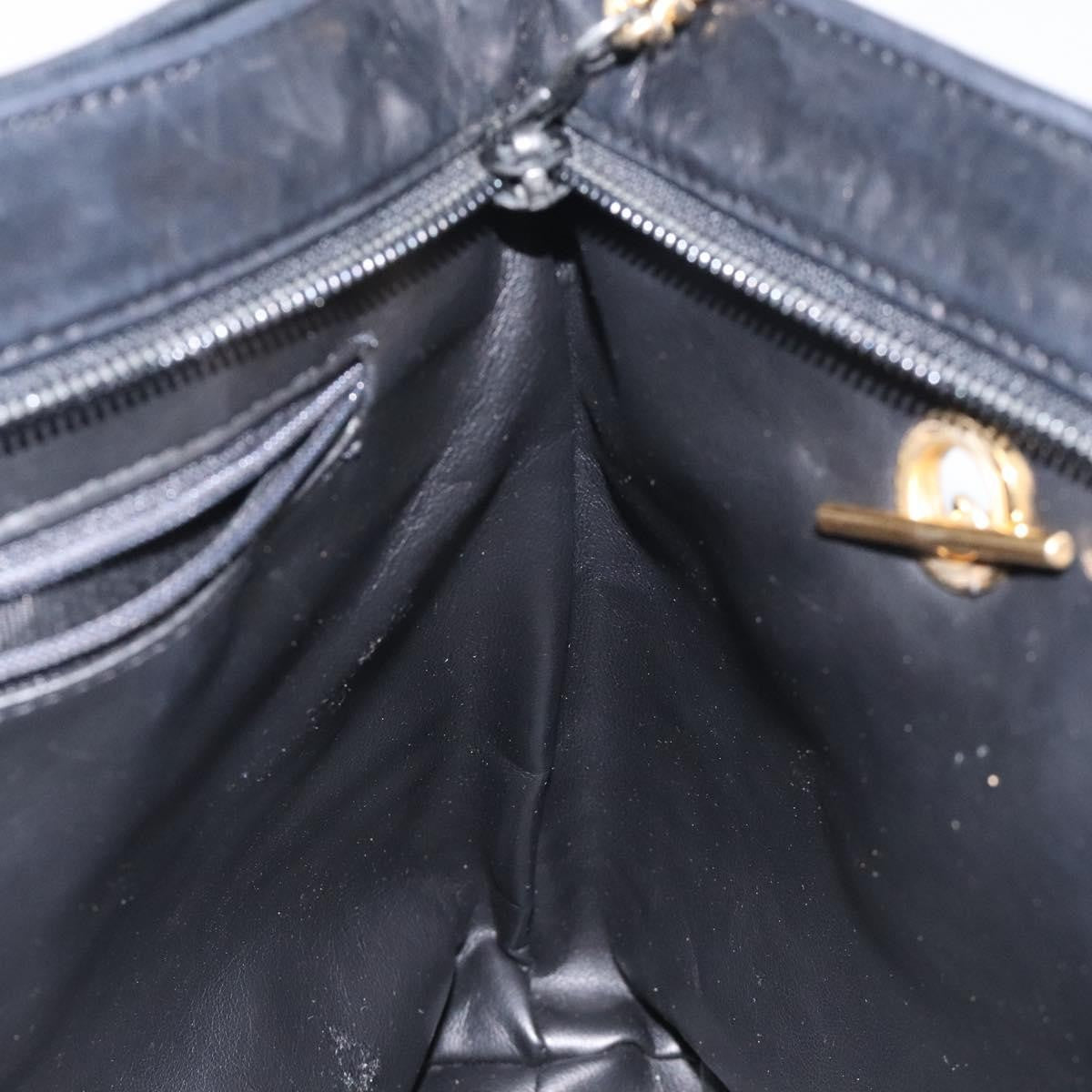 Bally Vintage Chain Shoulder Bag Quilted Leather, BLACK, LEATHER, Shoulder bag