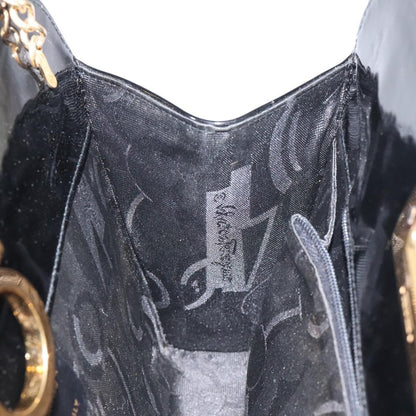 Salvatore Ferragamo Vintage Gancini Chain Shoulder Bag Leather, BLACK, PATENT_LEATHER, Shoulder bag