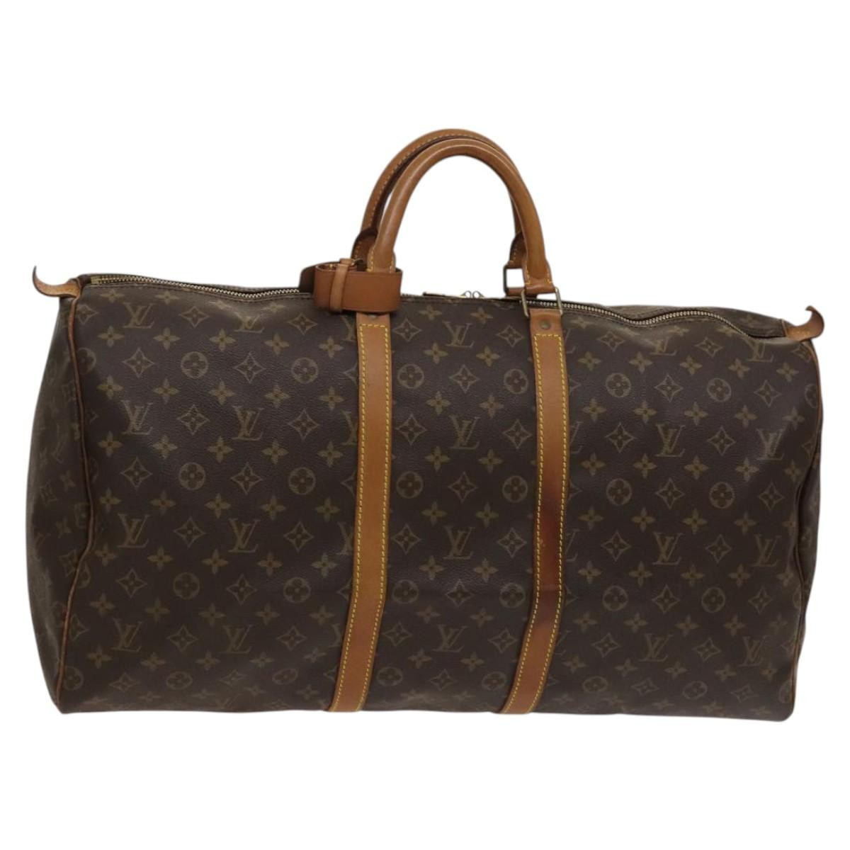 Louis Vuitton Keepall Bag Monogram Canvas, BROWN, CANVAS, Travel bag