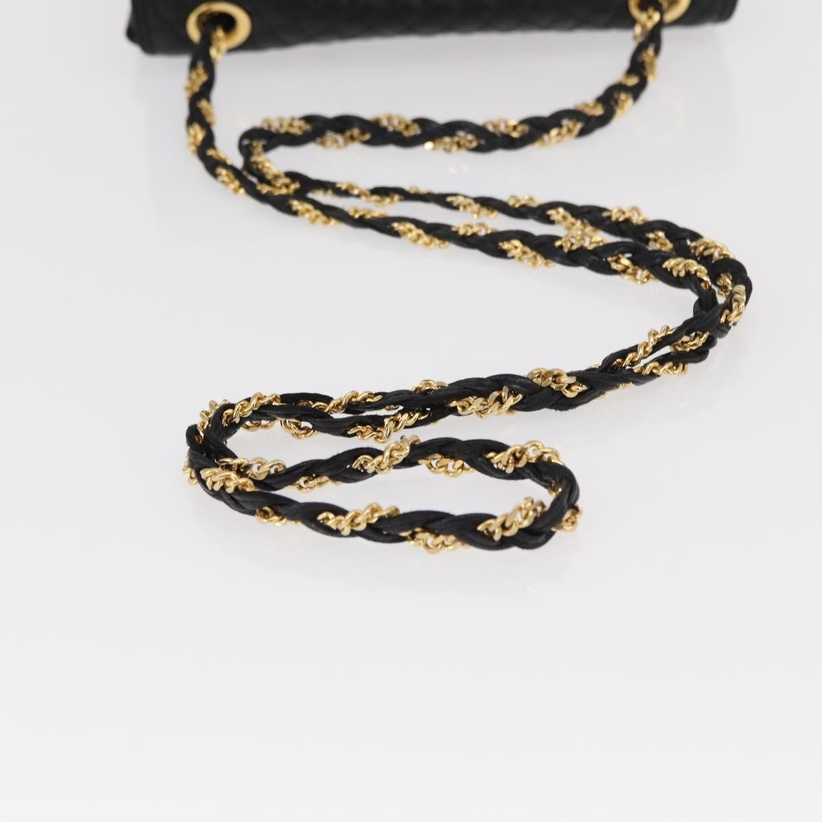 Bally Vintage Chain Shoulder Bag Quilted Leather, BLACK, LEATHER, Shoulder bag