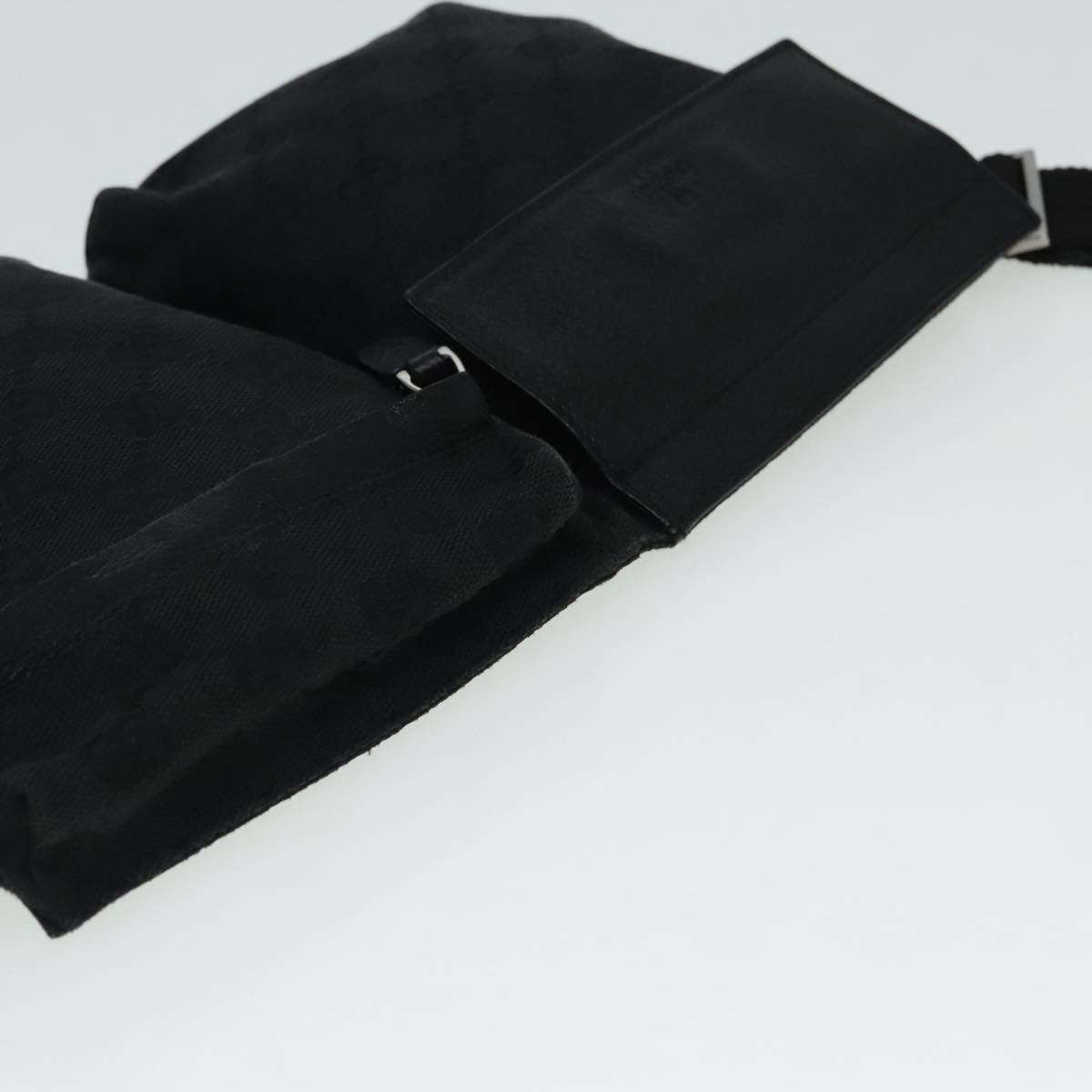 Gucci Vintage Double Belt Bag GG Canvas with Leather, BLACK, CANVAS, Clutche & pouche