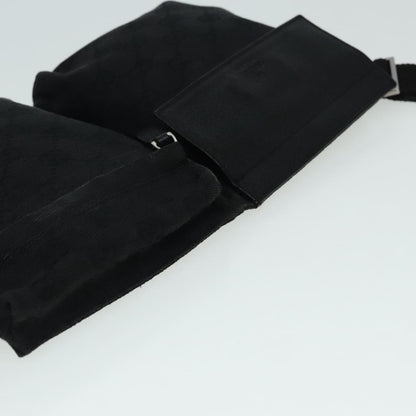 Gucci Vintage Double Belt Bag GG Canvas with Leather, BLACK, CANVAS, Clutche & pouche