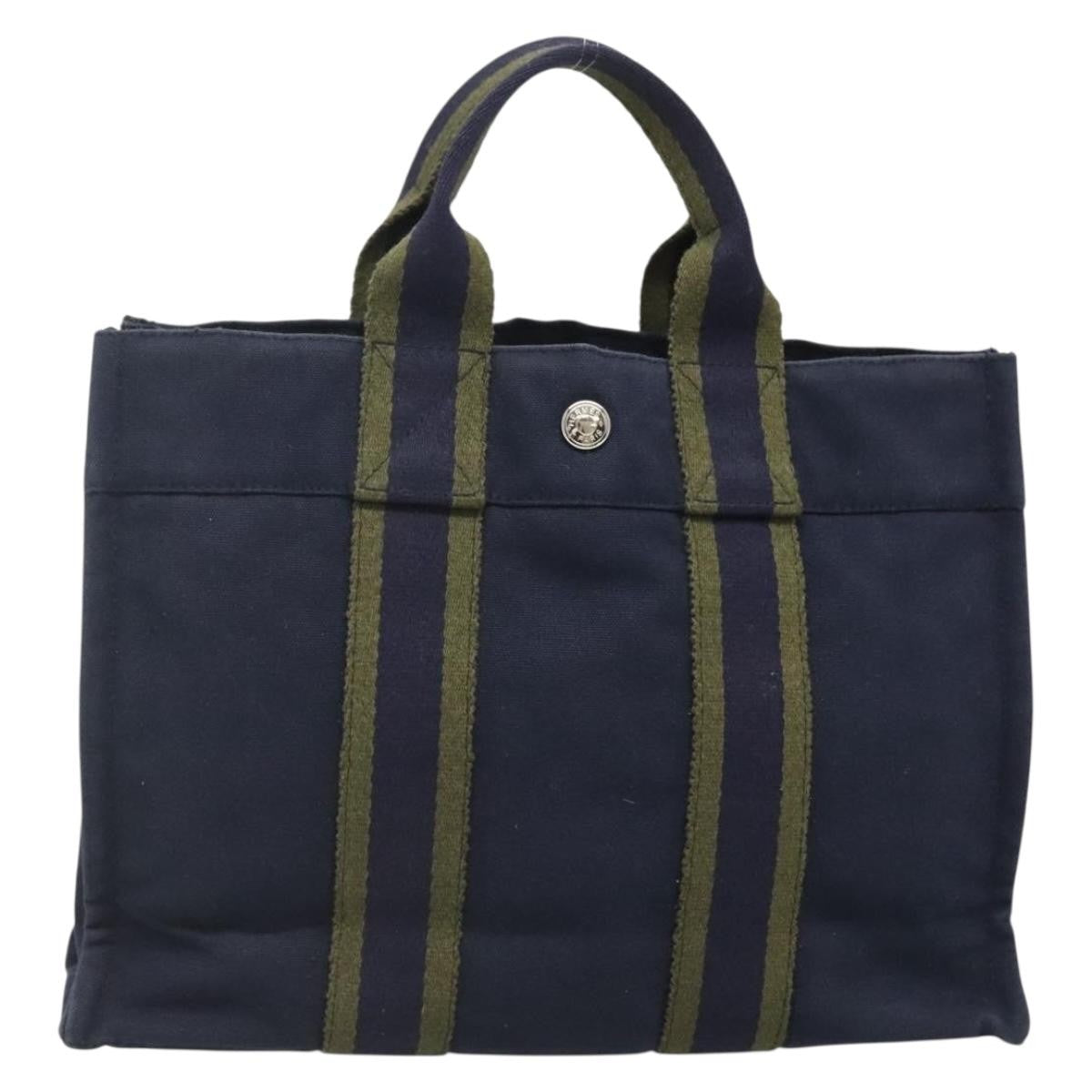 Hermes Fourre Tout Tote Canvas, SILVER, CANVAS, Tote bag