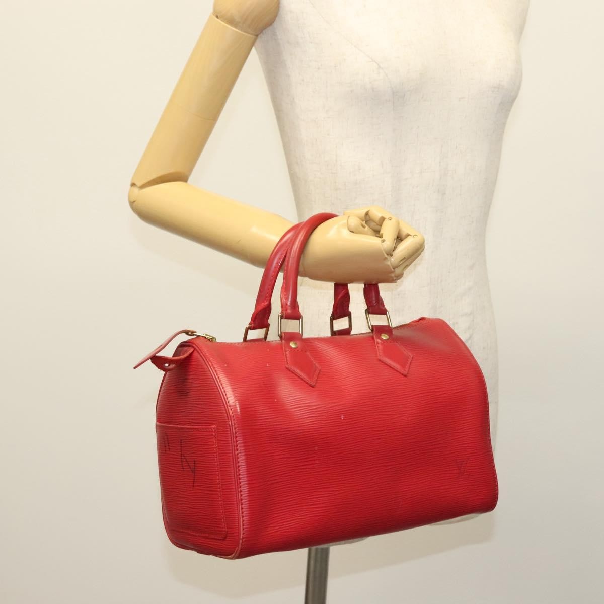 Louis Vuitton Speedy Handbag Epi Leather, RED, LEATHER, Handbag