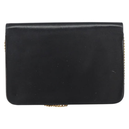 Christian Dior Vintage Chain Flap Shoulder Bag Leather, BLACK, LEATHER, Shoulder bag