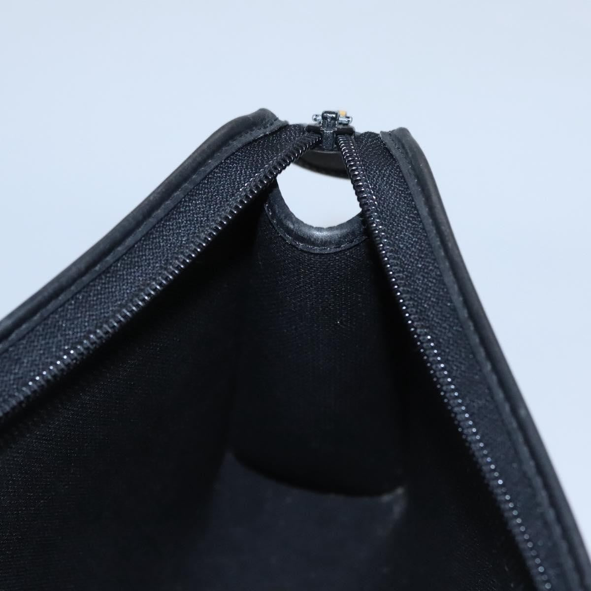 Christian Dior Vintage Honeycomb Zip Pouch Coated Canvas, BLACK, CANVAS, Clutche & pouche