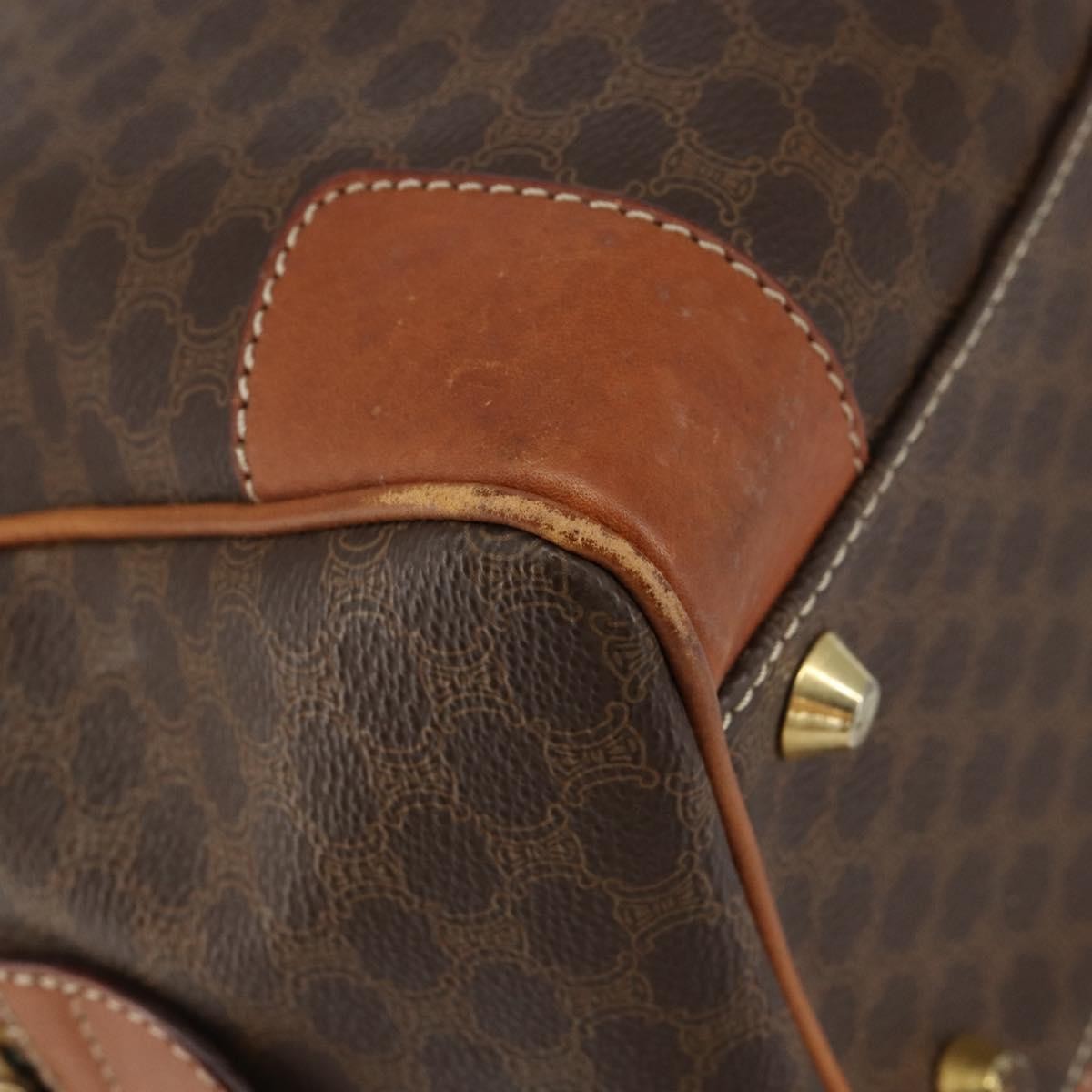 Celine Macadam Handbag Macadam with leather, BROWN, CANVAS, Shoulder bag