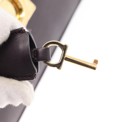 Salvatore Ferragamo Gancini Shoulder Bag Leather, PURPLE, LEATHER, Shoulder bag