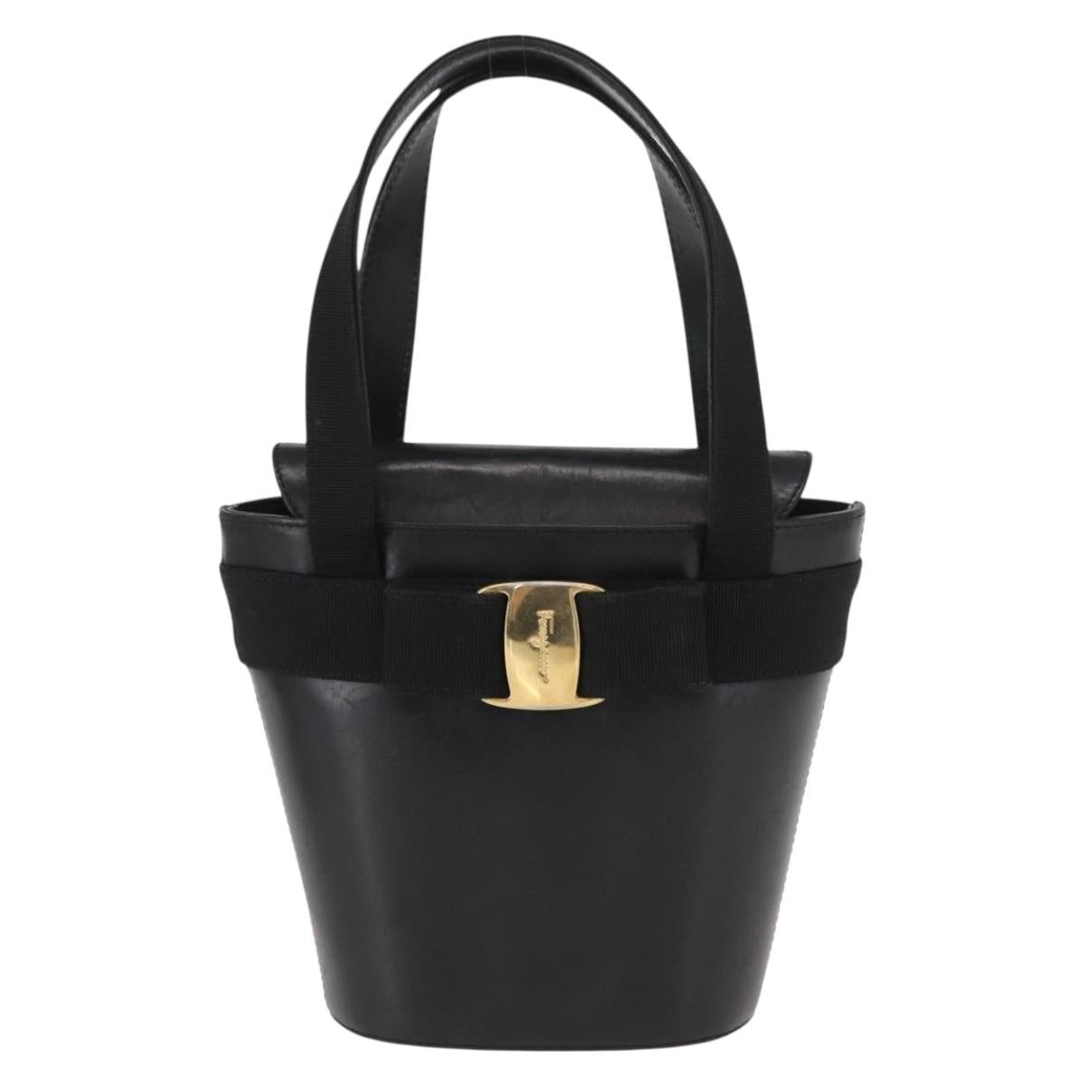 Salvatore Ferragamo Vara Bow Top Handle Bucket Bag Leather, BLACK, LEATHER, Handbag