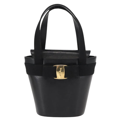 Salvatore Ferragamo Vara Bow Top Handle Bucket Bag Leather, BLACK, LEATHER, Handbag