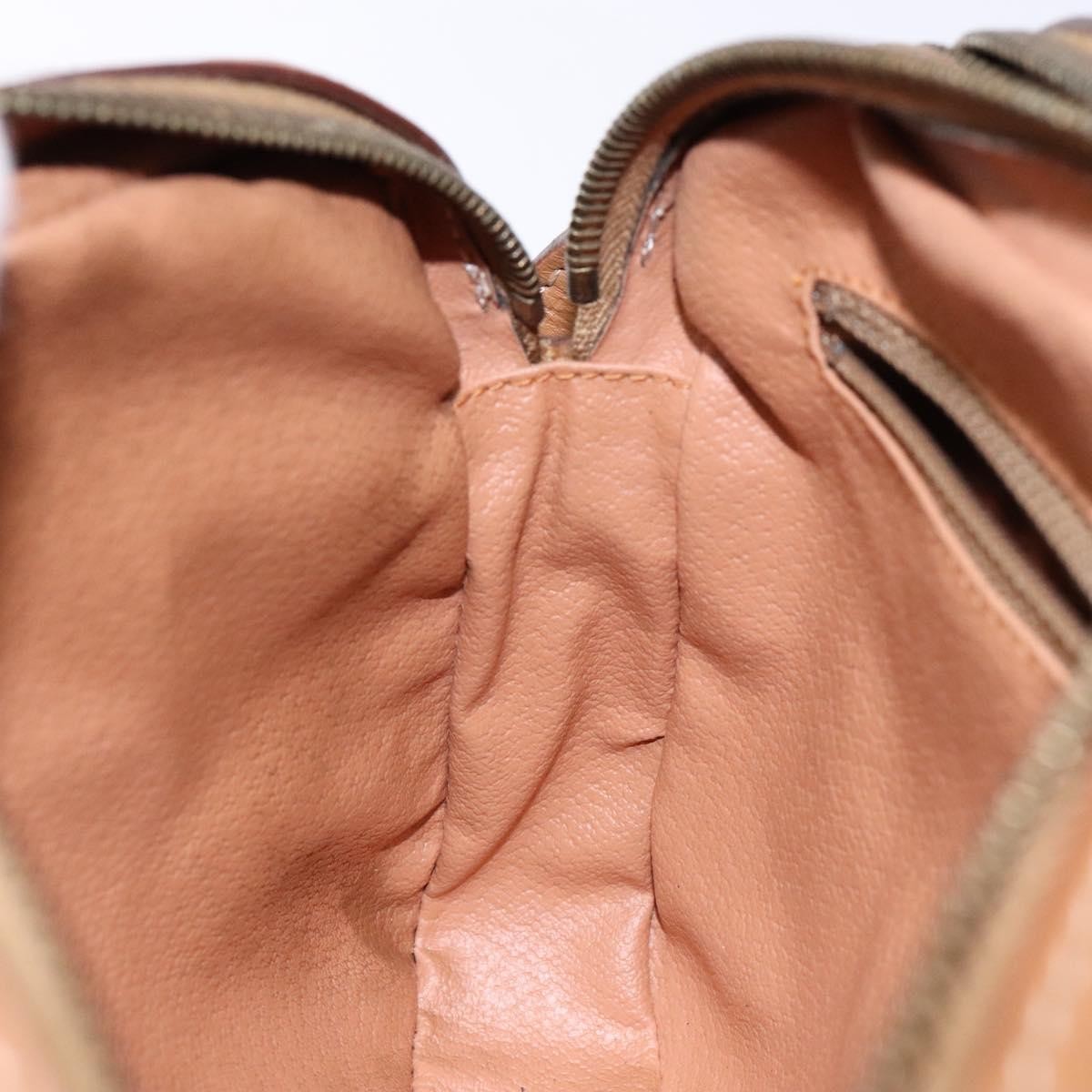 Celine Vintage Macadam Shoulder Bag Canvas and Leather, BEIGE, CANVAS, Shoulder bag