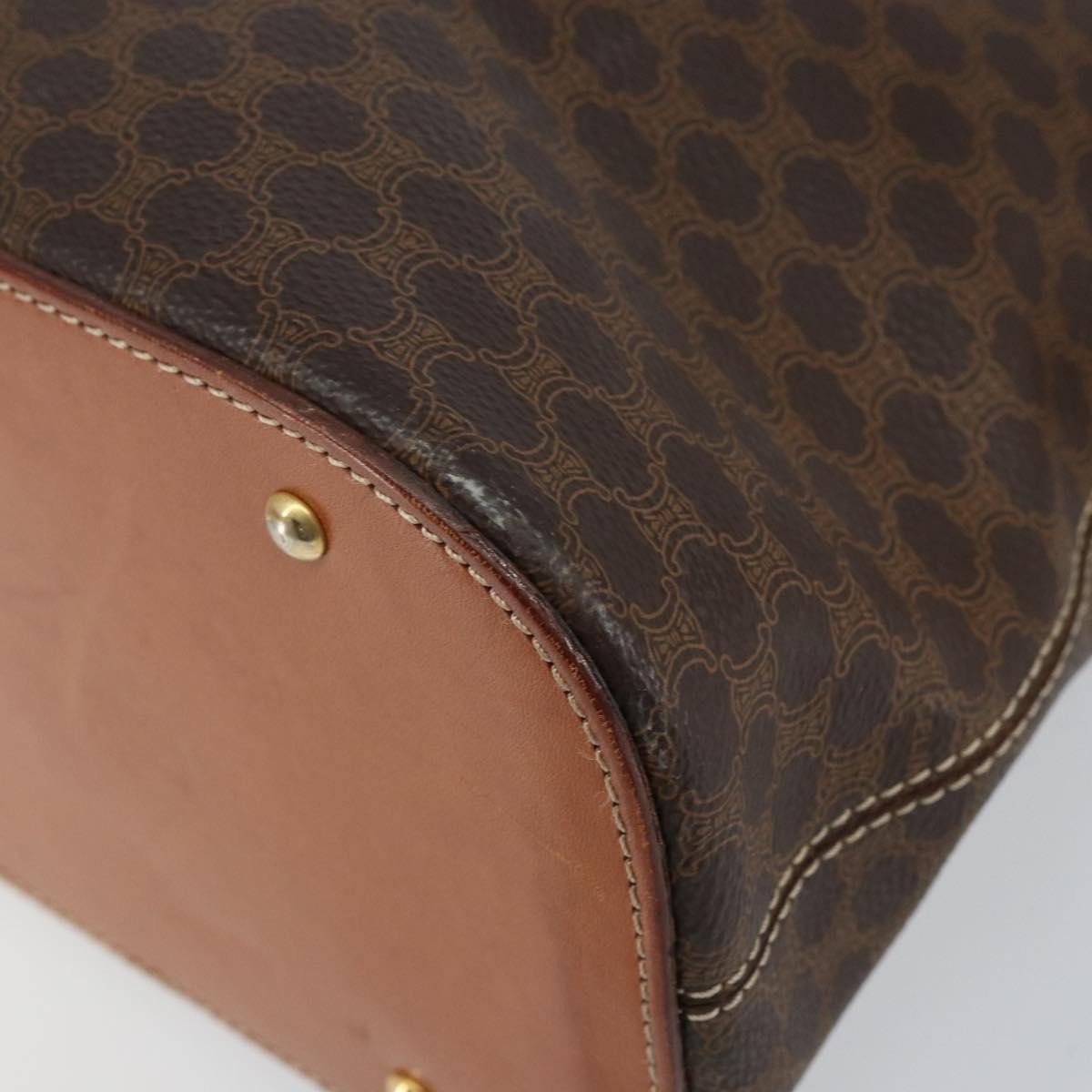 Celine Macadam Handbag Macadam with leather, BROWN, PVC,CANVAS, Handbag