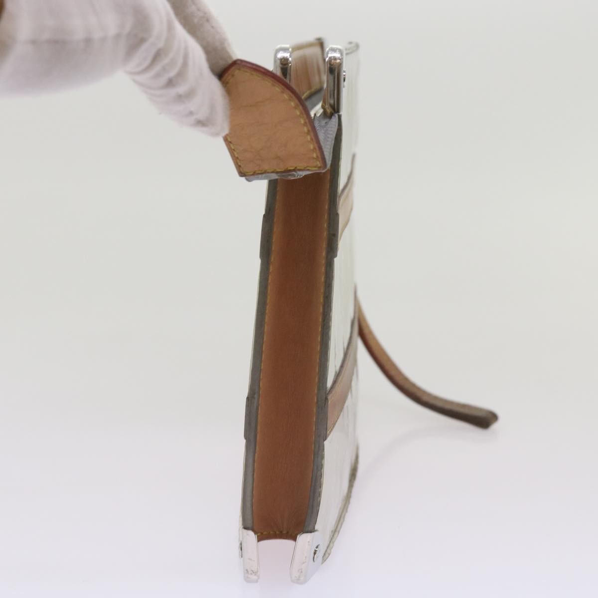 Louis Vuitton Trunk Pouch Monogram Mirror Coated Canvas, SILVER, CANVAS, Clutche & pouche