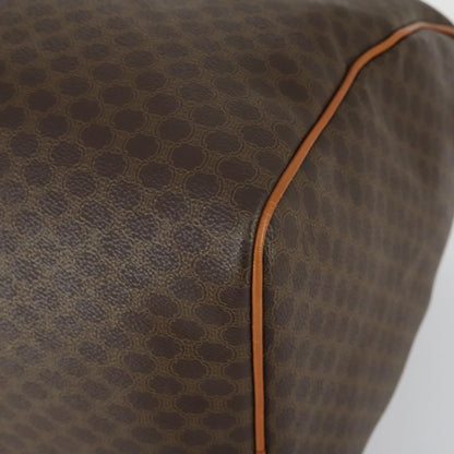 Celine Vintage Duffle Bag Macadam Coated Canvas, BROWN, PVC, Travel bag