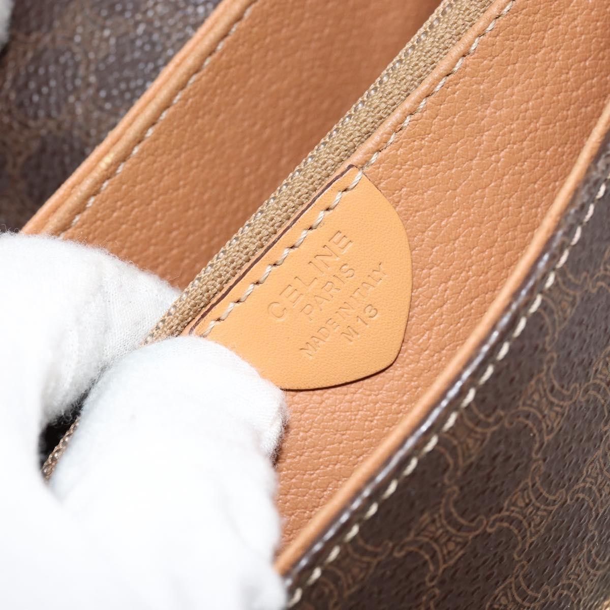 Celine Vintage Macadam Shoulder Bag Canvas and Leather, BROWN, CANVAS, Shoulder bag