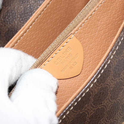 Celine Vintage Macadam Shoulder Bag Canvas and Leather, BROWN, CANVAS, Shoulder bag